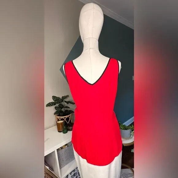 Vintage 90s Y2K Caché Colorblock Tank Top Red Pink Black Piping Women’s Size L - Picture 5 of 11